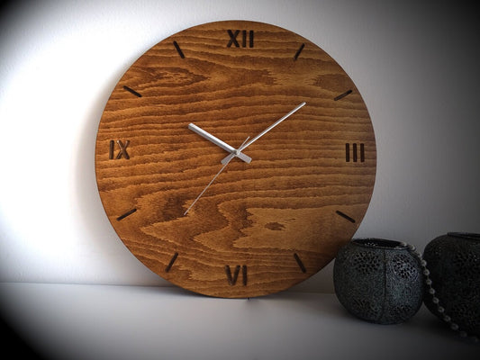 Unique modern wall clock made of epoxy wood