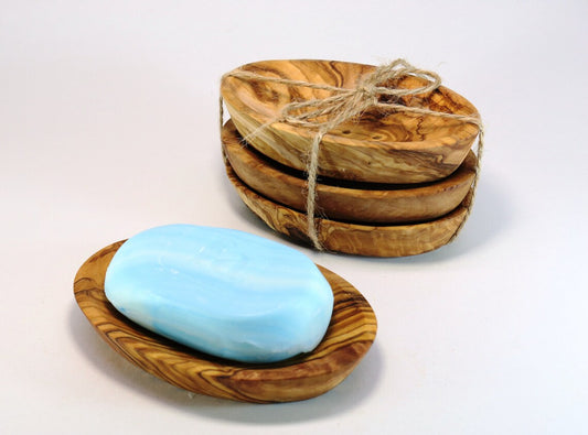 Set of 3 Soap Dishes made of Olive Wood