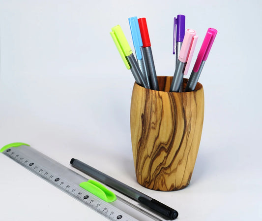 Pen holder made of olive wood