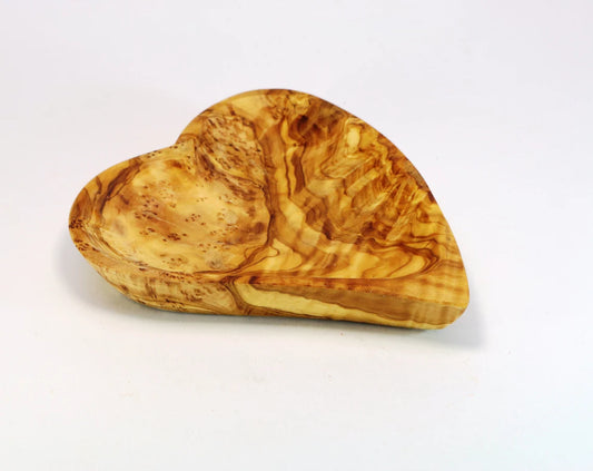 Heart shaped dish made of olive wood