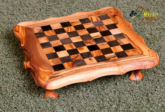 Handmade chess set made of olive wood