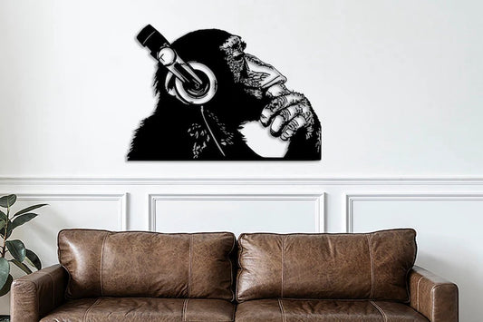 Unieke Handgemaakte Wanddecoratie van DJ Ape, Gorilla, Banksy DJ Monkey voor de echte muziekliefhebbers