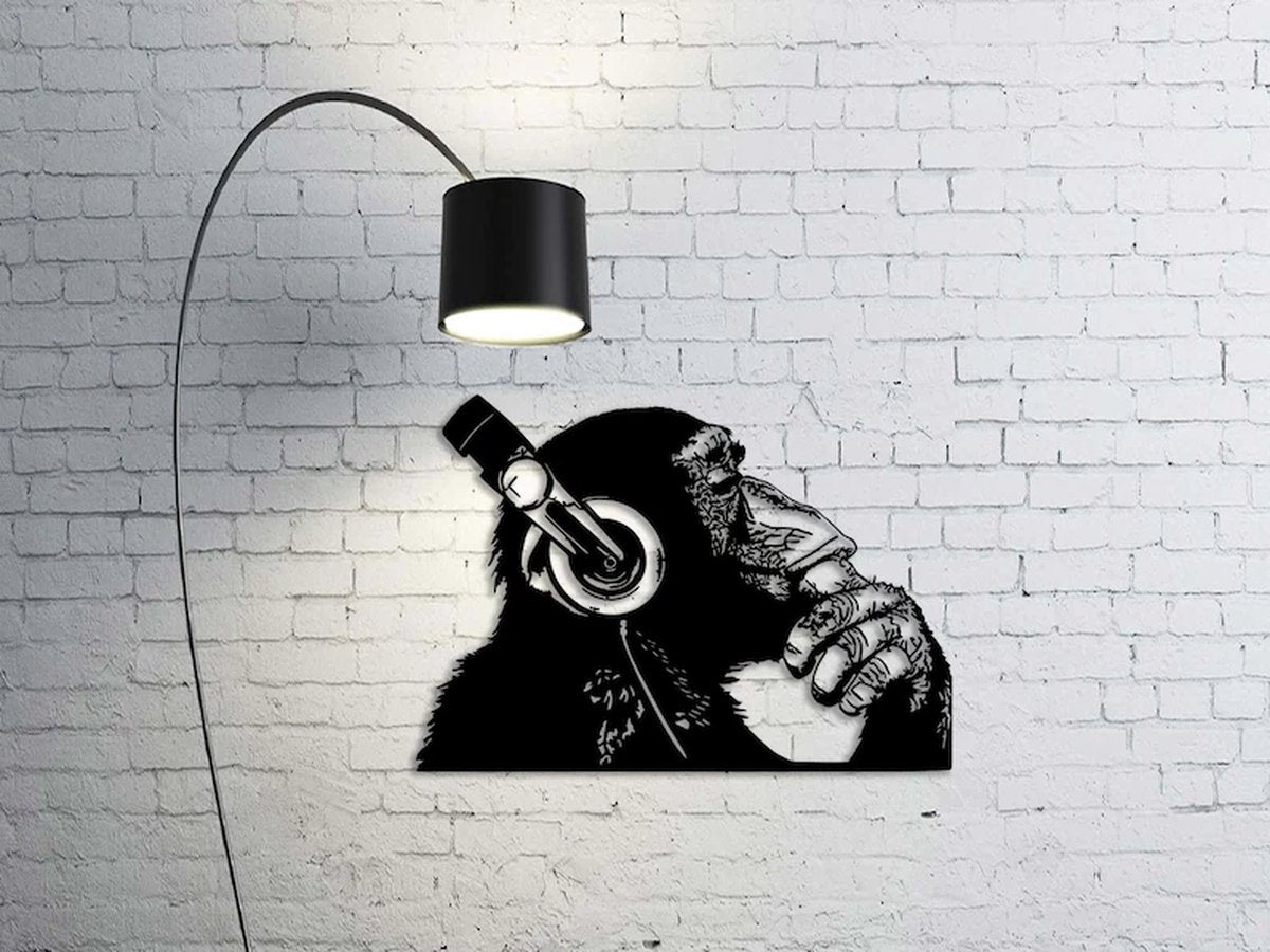 Unieke Handgemaakte Wanddecoratie van DJ Ape, Gorilla, Banksy DJ Monkey voor de echte muziekliefhebbers