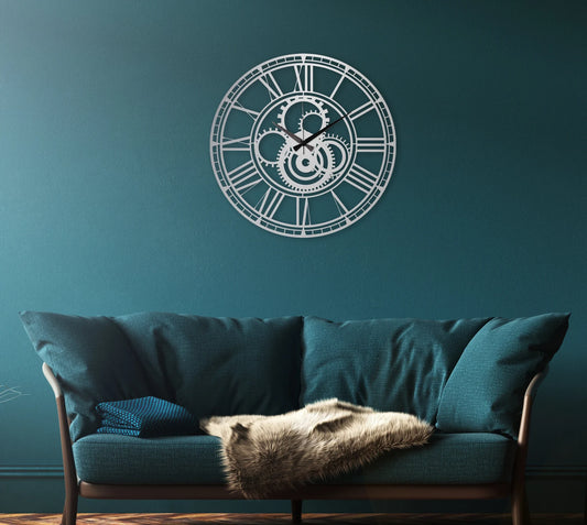 Give your room a unique twist with our Silver Gear Oversize Clock with 3D Effect! 