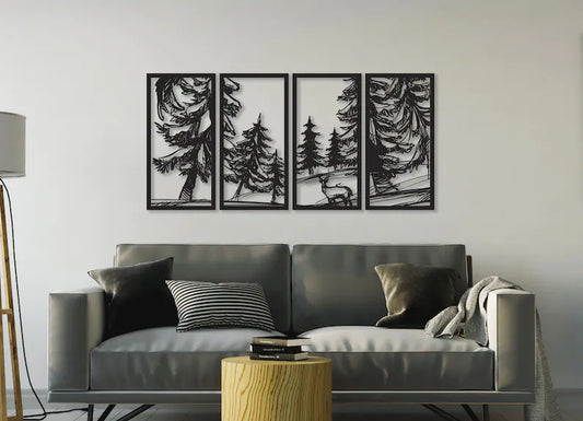 "Breng de natuur in huis met onze Handgemaakte Mountain Forest Wanddecoratie!